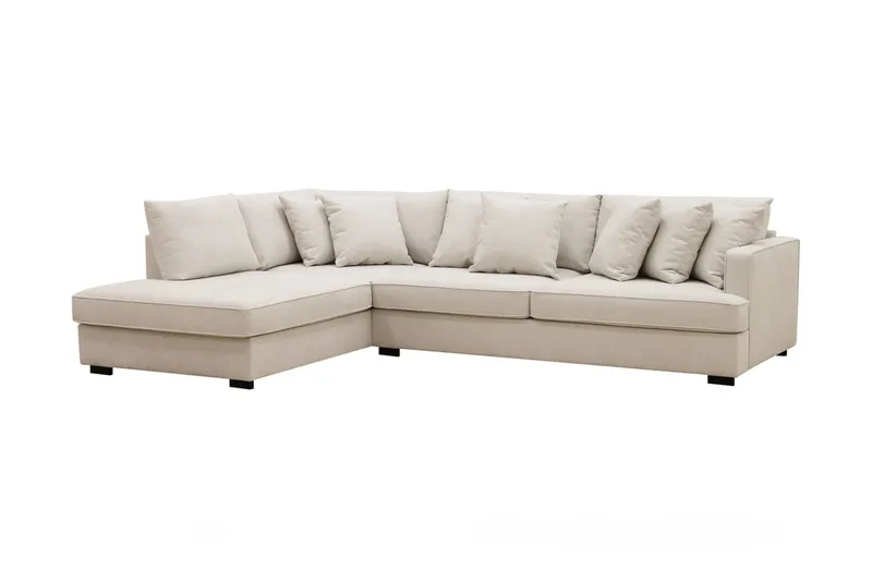 Rossita 4-sits Vänstervänd L-formad Djup Schäslongsoffa i Tyg - Beige - Products - Möbler - Soffa - Divansoffa & schäslongsoffa - 4 sits soffa med divan