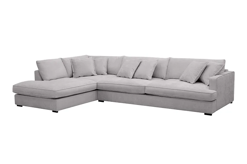Rossita Lyx 4-sits Extra djup Soffa med Schäslong Vänster - Grå Chenille - Products - Möbler - Soffa - Divansoffa & schäslongsoffa - 4 sits soffa med divan