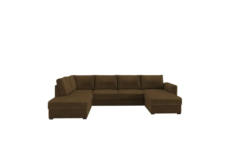 Taberk Soffa med Divan och Schäslong 4-sits, Brun