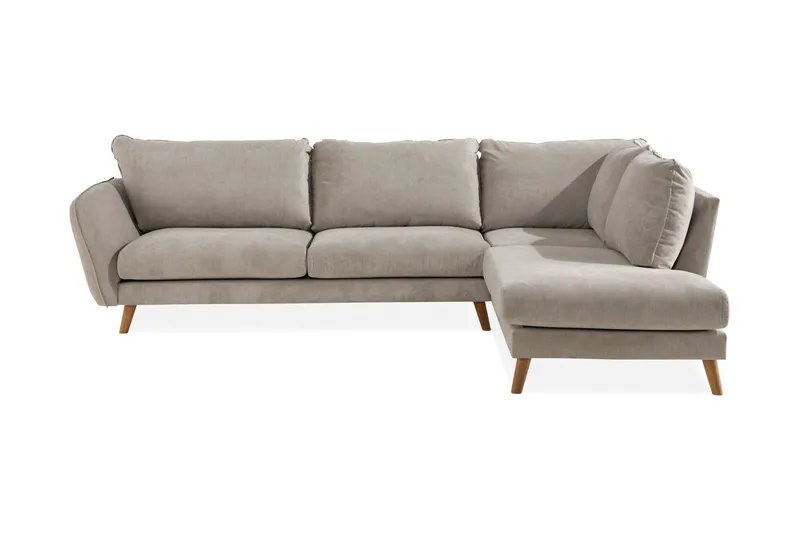 Trend Lyx 4-sits Högervänd L-formad Schäslongsoffa i Tyg, Beige