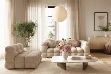 Elise 3-sits Bubblig Soffa - Beige - Products - Möbler - Soffa - 3 sits soffa