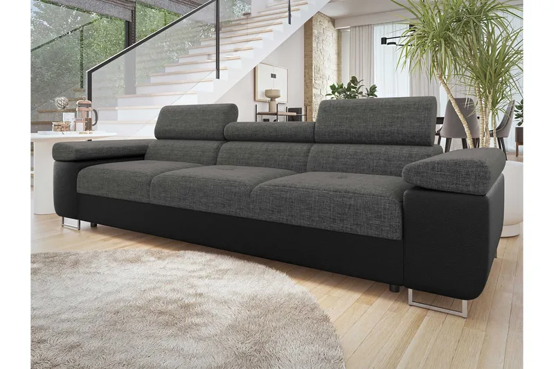 Gabina Soffa 3-sits - Svart/Grå - Products - Möbler - Soffa - Skinnsoffa