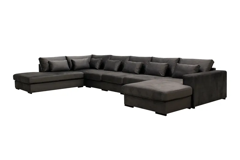Grande 6-sits U-Soffa med Divan Höger - Mörkgrå Sammet - Products - Möbler - Soffa - Sammetssoffa