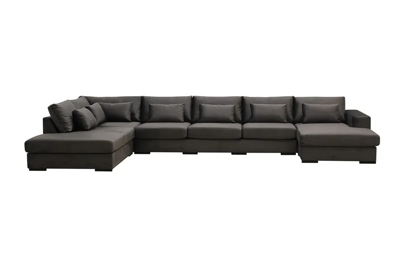 Grande 6-sits U-Soffa med Divan Höger - Mörkgrå Sammet - Products - Möbler - Soffa - Sammetssoffa