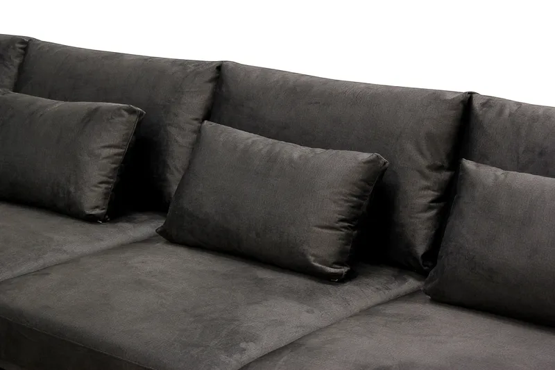 Grande 6-sits U-Soffa med Divan Höger - Mörkgrå Sammet - Products - Möbler - Soffa - Sammetssoffa