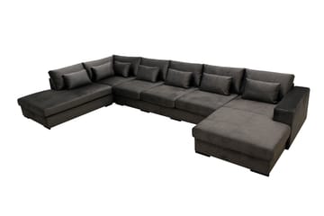 Grande 6-sits U-Soffa med Divan Höger - Mörkgrå Sammet - Products - Möbler - Soffa - Sammetssoffa