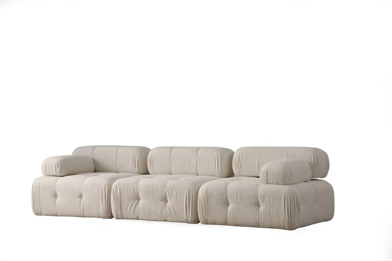 Belgin Bubblig Soffa 3-sits med utfällbara armstöd och ryggstöd - Ljusbeige / Beige - Products - Möbler - Soffa - Modulsoffa - Komplett modulsoffa
