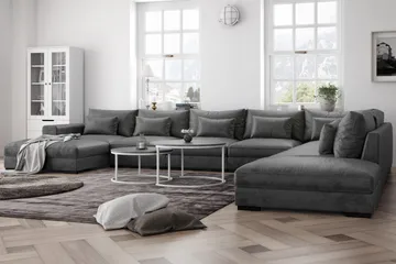 Dubai Stor U-modulsoffa med Divan Vänster Sammet 527 cm - Mörkgrå - Products - Möbler - Soffa - Modulsoffa - Komplett modulsoffa
