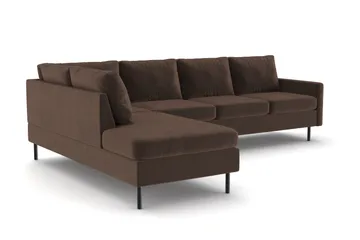 Peppe 4-sits Vänstervänd L-formad Schäslongsoffa i Manchester - Brun - Products - Möbler - Soffa - Divansoffa & schäslongsoffa
