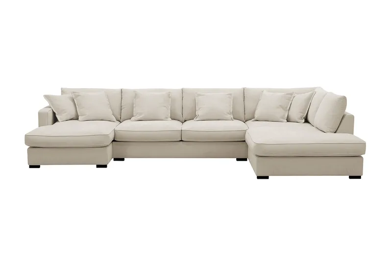 Rossita Lyx 5-sits Högervänd U-formad Extra djup Soffa med Divan och Schäslong i Tyg, Beige