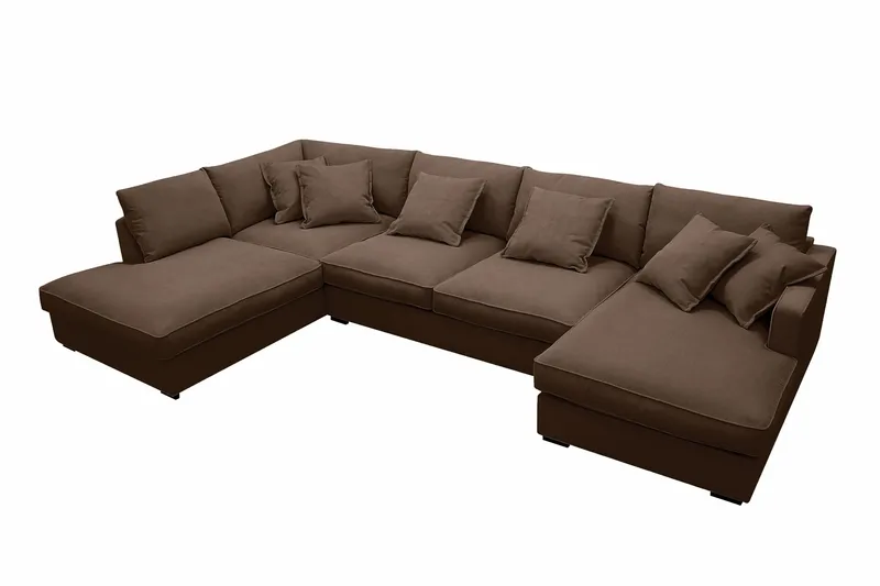 Rossita Lyx 5-sits Vänstervänd U-formad Extra djup Soffa med Divan och Schäslong i Manchester - Mörkbrun - Products - Möbler - Soffa - U-soffa