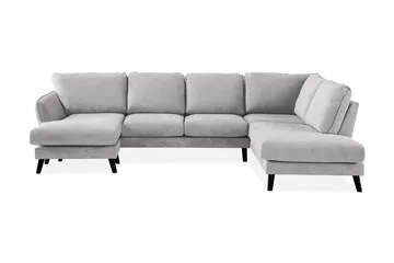 Trend Lyx 4-sits Högervänd U-formad Soffa med Divan och Schäslong i Tyg, Ljusgrå