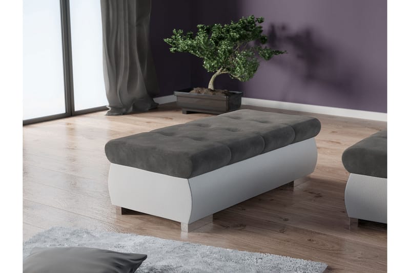 Cerys Fotpall 60 cm - Vit/Mörkgrå - Products - Möbler - Fåtölj & stolar - Pall & puff - Fotpallar