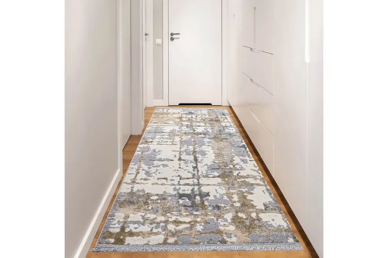 Naveena Gångmatta 120x350 cm Rektangulär, Grå/Beige/Creme
