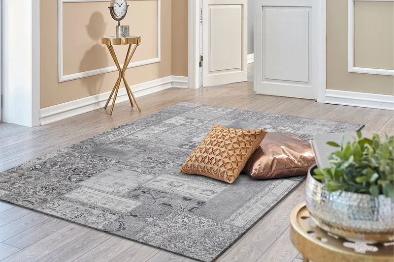 Patchwork Wiltonmatta 240x330 cm Rektangulär - Silver - Products - Textil & mattor - Matta - Modern matta - Wiltonmatta