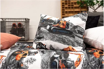 Påslakanset Enkelsäng 2-Dels Maskiner Orange - Franzén - Products - Textil & mattor - Sängkläder - Bäddset & påslakanset - Påslakanset dubbelsäng