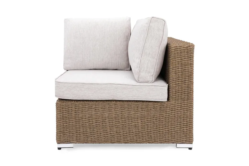 Marcus Hörnmodul utomhus med Dyna i konstrotting - Natur Beige / Vita dynor - Products - Utemöbler & utemiljö - Övrigt utemöbler - Moduler utesoffa - Hörnmodul utesoffa