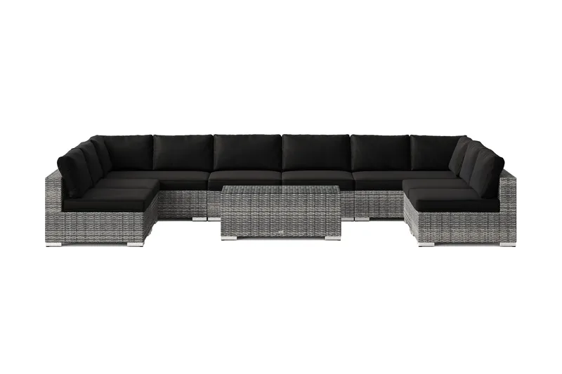 Bahamas U-formad utomhus loungegrupp med öppet avslut, 9-sits med bord - Grå - Products - Utemöbler & utemiljö - Loungemöbler - Loungeset & loungegrupp