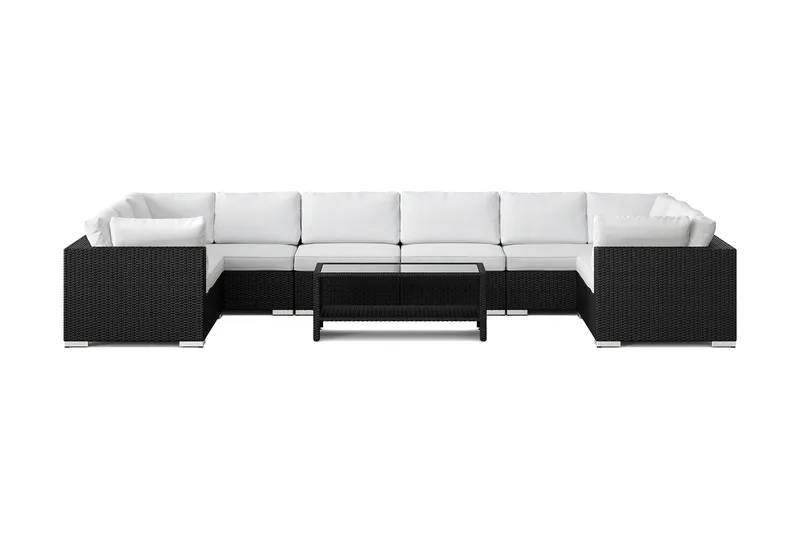 Bahamas U-formad utomhus loungegrupp med stängt avslut, 10-sits med bord och hylla - Svart - Products - Utemöbler & utemiljö - Loungemöbler - Loungeset & loungegrupp