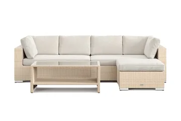 Bahamas utomhus divansoffa 5-sits med vändbar divan och bord med hylla - Beige - Products - Utemöbler & utemiljö - Loungemöbler - Loungeset & loungegrupp
