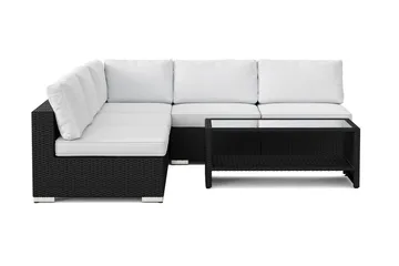 Bahamas utomhus hörnsoffa 5-sits vändbar med öppet avslut och bord med hylla - Svart - Products - Utemöbler & utemiljö - Loungemöbler - Loungeset & loungegrupp