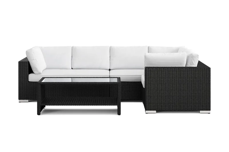 Bahamas utomhus hörnsoffa 5-sits vändbar och bord med hylla - Svart - Products - Utemöbler & utemiljö - Loungemöbler - Loungeset & loungegrupp