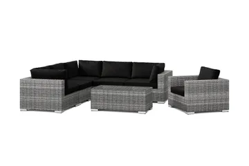 Bahamas utomhus hörnsoffa 6-sits vändbar med fåtölj och bord, Grå