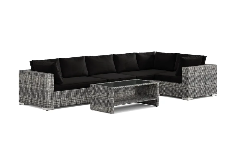 Bahamas utomhus hörnsoffa 6-sits vändbar och bord med hylla - Grå - Products - Utemöbler & utemiljö - Loungemöbler - Loungeset & loungegrupp