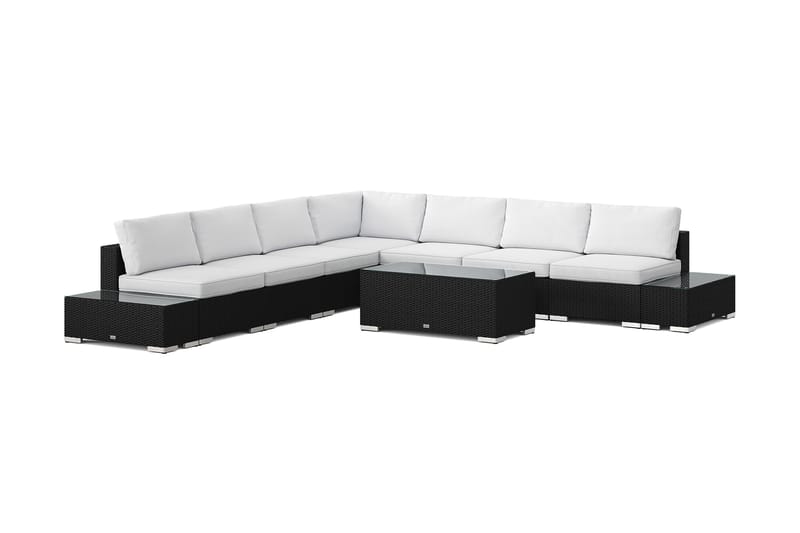 Bahamas utomhus hörnsoffa 7-sits vändbar med öppet avslut och bord, Svart