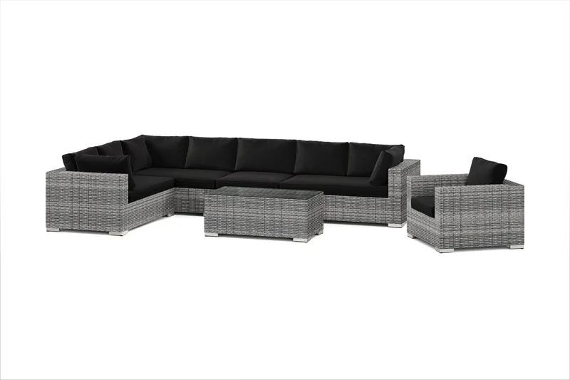 Bahamas utomhus L-soffa höger 8-sits med fåtölj och bord - Grå - Products - Utemöbler & utemiljö - Loungemöbler - Loungeset & loungegrupp