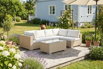 Bahamas utomhus loungegrupp 5-sits med vändbar schäslong och bord - Beige - Products - Utemöbler & utemiljö - Loungemöbler - Loungeset & loungegrupp