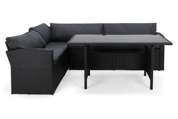 James Light Soffgrupp och Loungegrupp Utomhus 5-sits i konstrotting för trädgård och uteplats - Svart / Svarta dynor - Products - Utemöbler & utemiljö - Loungemöbler - Loungeset & loungegrupp