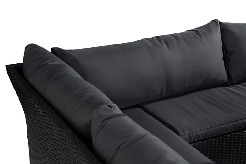 James Light Soffgrupp och Loungegrupp Utomhus 5-sits i konstrotting för trädgård och uteplats - Svart / Svarta dynor - Products - Utemöbler & utemiljö - Loungemöbler - Loungeset & loungegrupp