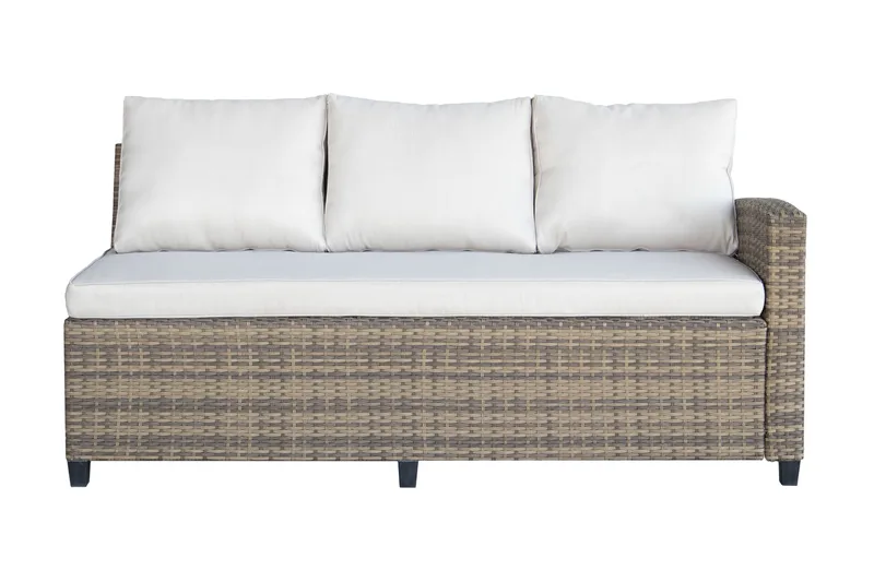 James Light Stor L-formad vändbar loungegrupp utomhus i konstrotting med förvaring och vita dynor - Brun / Beige - Products - Utemöbler & utemiljö - Loungemöbler - Loungeset & loungegrupp