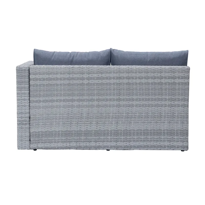 Mendoza l-formad 4-sits soffgrupp i konstrotting för altan och terrass - Grå / Blåa dynor - Products - Utemöbler & utemiljö - Loungemöbler - Loungeset & loungegrupp