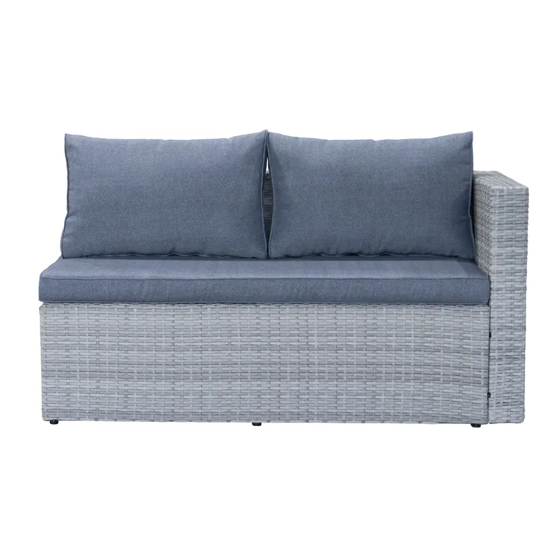 Mendoza l-formad 4-sits soffgrupp i konstrotting för altan och terrass - Grå / Blåa dynor - Products - Utemöbler & utemiljö - Loungemöbler - Loungeset & loungegrupp