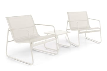 Pelanda Caféset Utomhus - Bord med frostad glasskiva och fåtöljer i stål - Beige - Products - Utemöbler & utemiljö - Loungemöbler - Loungeset & loungegrupp