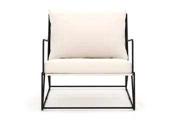 Usteryd loungefåtölj utomhus i järn med vattenavisande dyna i beige - Svart - Products - Utemöbler & utemiljö - Loungemöbler - Loungestol utomhus