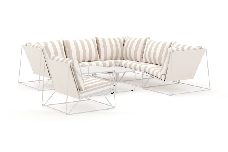 Usteryd utomhus hörnsoffa 6-sits vändbar med fåtölj - Beige/Striped - Products - Utemöbler & utemiljö - Loungemöbler - Loungeset & loungegrupp