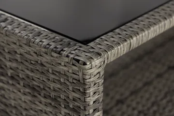 Bahamas Loungbord och Soffbord med hylla Utomhus 113 cm Konstrotting Glas - Grå - Products - Utemöbler & utemiljö - Utebord & trädgårdsbord - Loungebord & soffbord utomhus