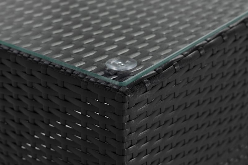 Bahamas Loungbord och Soffbord Utomhus 113 cm Konstrotting Glas - Svart - Products - Utemöbler & utemiljö - Utebord & trädgårdsbord - Loungebord & soffbord utomhus