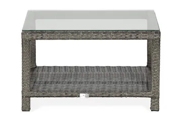 Bahamas Loungebord och Soffbord Utomhus 75 cm Konstrotting Glas - Grå - Products - Utemöbler & utemiljö - Utebord & trädgårdsbord - Loungebord & soffbord utomhus
