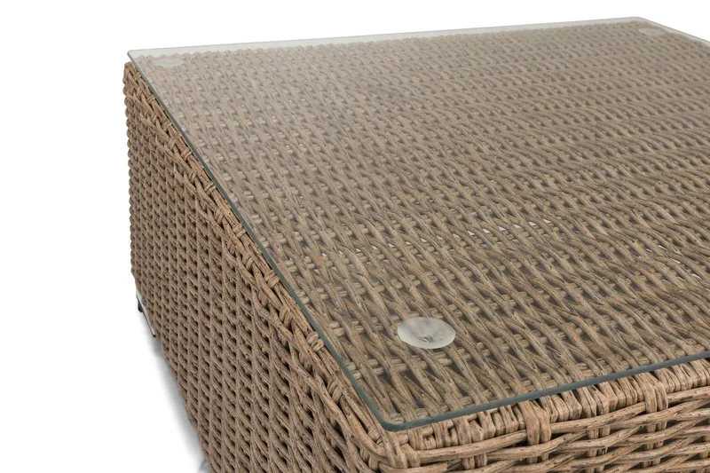 Marcus Loungebord och Soffbord Utomhus 70 cm Konstrotting Glas - Natur - Products - Utemöbler & utemiljö - Utebord & trädgårdsbord - Loungebord & soffbord utomhus