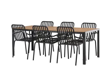 Break Matgrupp Utomhus 205 cm + 6 st Peking Karmstolar - Svart/Brun - Products - Utemöbler & utemiljö - Utegrupp - Matgrupp utomhus