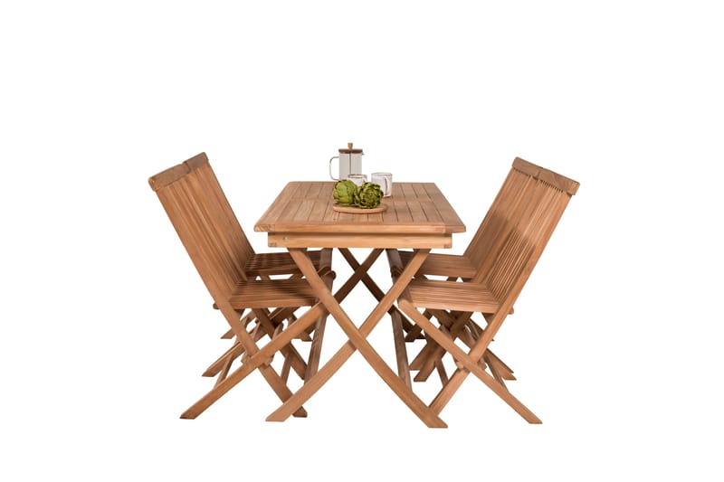 Kenya Matgrupp 120x70 cm + 4 Kenya Hopfällbar Stol - Brun - Products - Utemöbler & utemiljö - Utegrupp - Matgrupp utomhus
