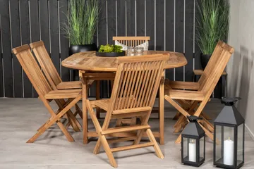 Kenya Matgrupp 180-240x120 cm + 6 Kenya Hopfällbar Stol - Brun - Products - Utemöbler & utemiljö - Utegrupp - Matgrupp utomhus