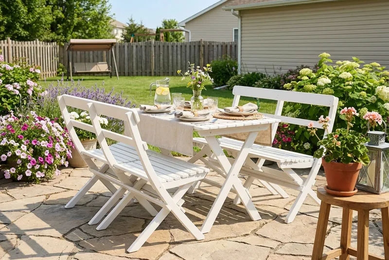 Landet Utomhus matgrupp 118x70x74 cm med 2 soffor - Vit - Products - Utemöbler & utemiljö - Utegrupp - Matgrupp utomhus