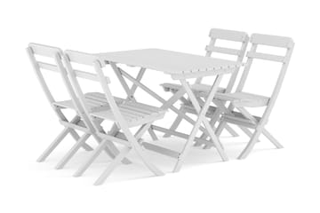 Landet Utomhus matgrupp 118x70x74 cm med 4 klappstolar - Vit - Products - Utemöbler & utemiljö - Utegrupp - Matgrupp utomhus