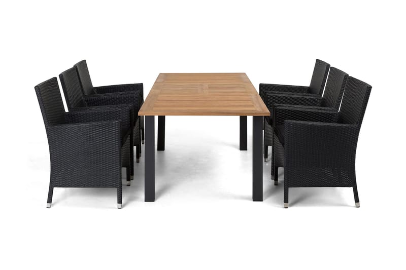 Las Vegas Matgrupp Utomhus 152-210 + 6 Thor Fåtölj - Svart/Teak/Svart - Products - Utemöbler & utemiljö - Utegrupp - Matgrupp utomhus