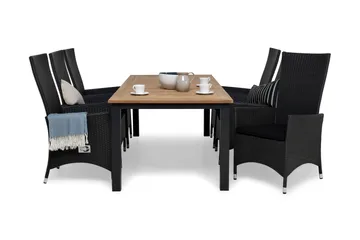 Las Vegas Matgrupp Utomhus 220-280 + 6 Jenny Ställbar Fåtölj - Inkl Dyna Svart/Teak - Products - Utemöbler & utemiljö - Utegrupp - Matgrupp utomhus
